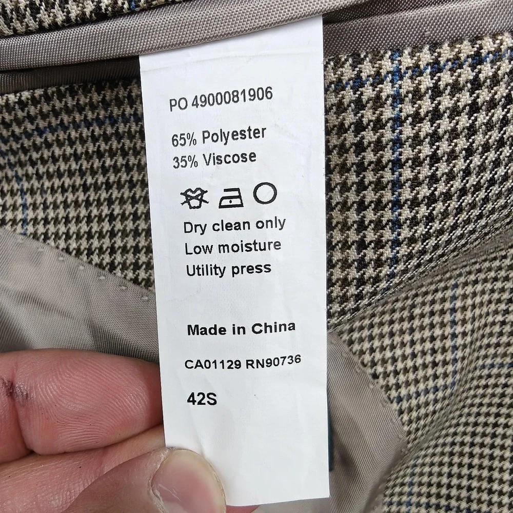 Lauren Ralph Lauren Blazer Mens 42S Brown Check Tweed Sport Coat Jacket Classic